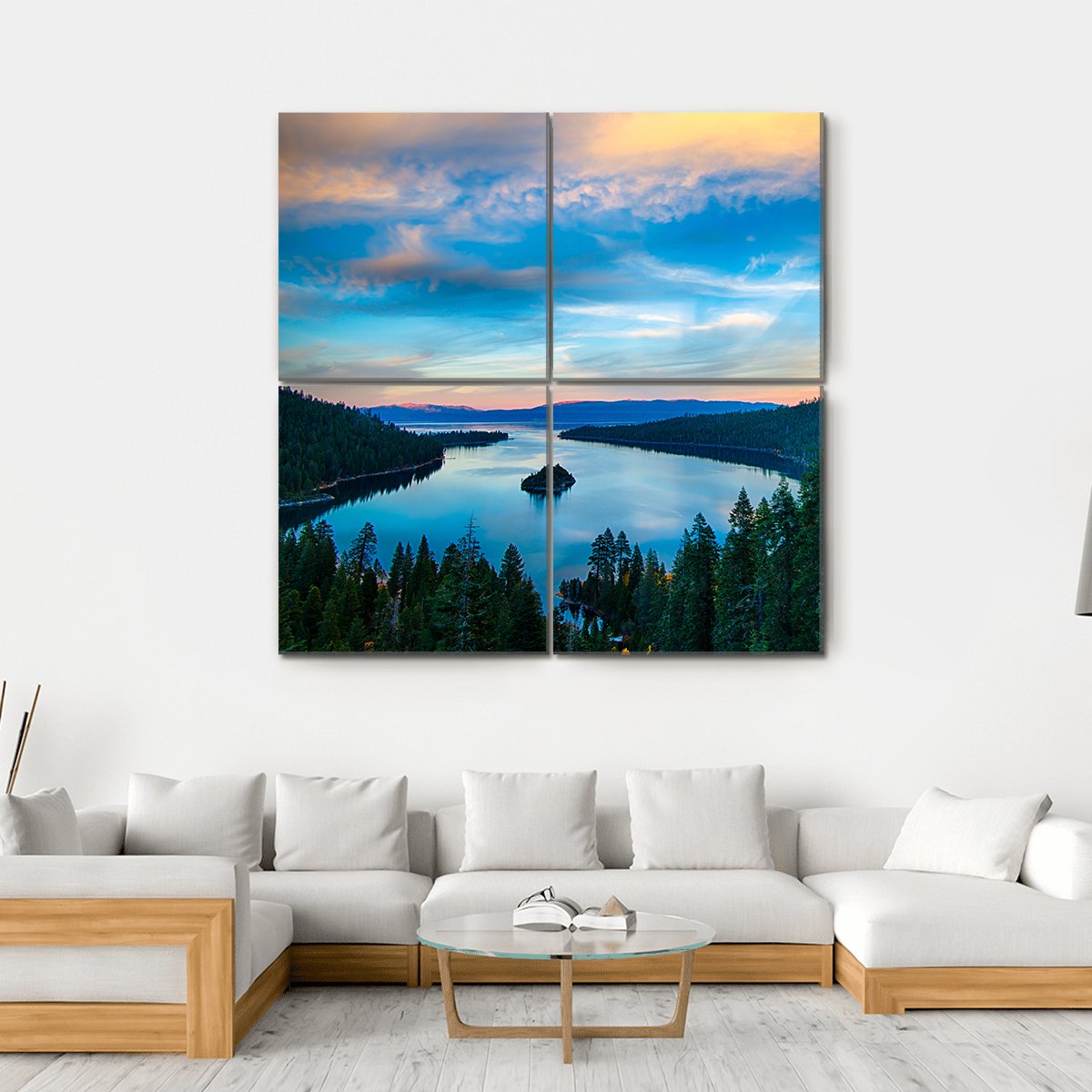 Lake Tahoe In California Canvas Wall Art-4 Square-Gallery Wrap-17" x 17"-Tiaracle
