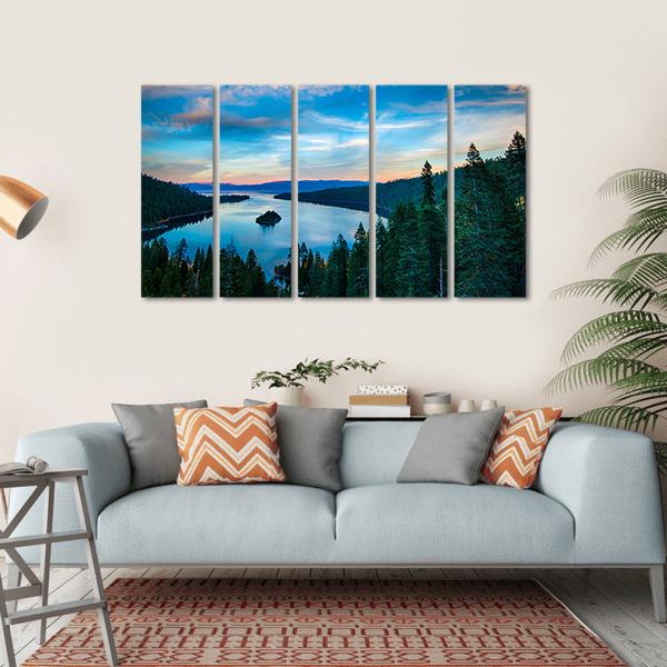 Lake Tahoe In California Canvas Wall Art-5 Horizontal-Gallery Wrap-22" x 12"-Tiaracle