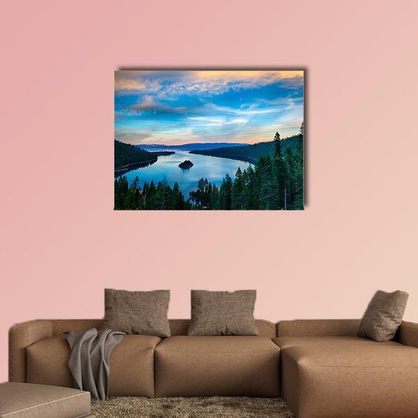 Lake Tahoe In California Canvas Wall Art-1 Piece-Gallery Wrap-48" x 32"-Tiaracle