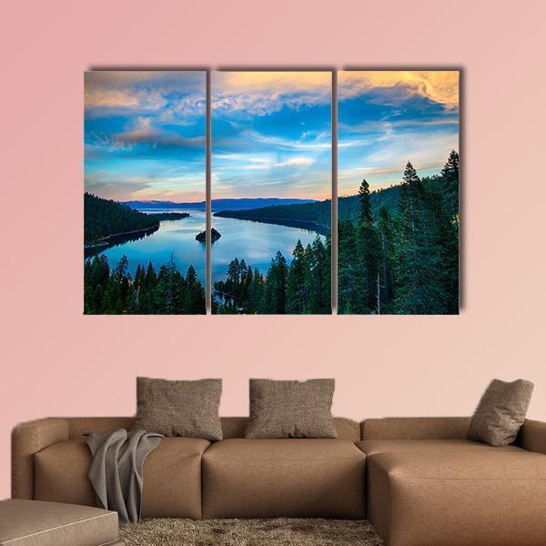 Lake Tahoe In California Canvas Wall Art-3 Horizontal-Gallery Wrap-37" x 24"-Tiaracle