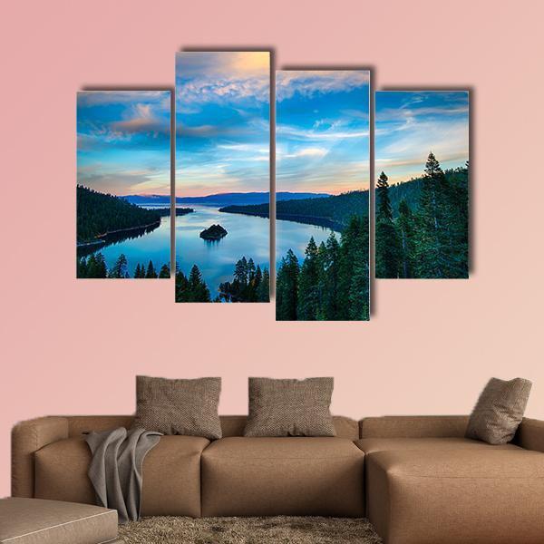 Lake Tahoe In California Canvas Wall Art-4 Pop-Gallery Wrap-50" x 32"-Tiaracle