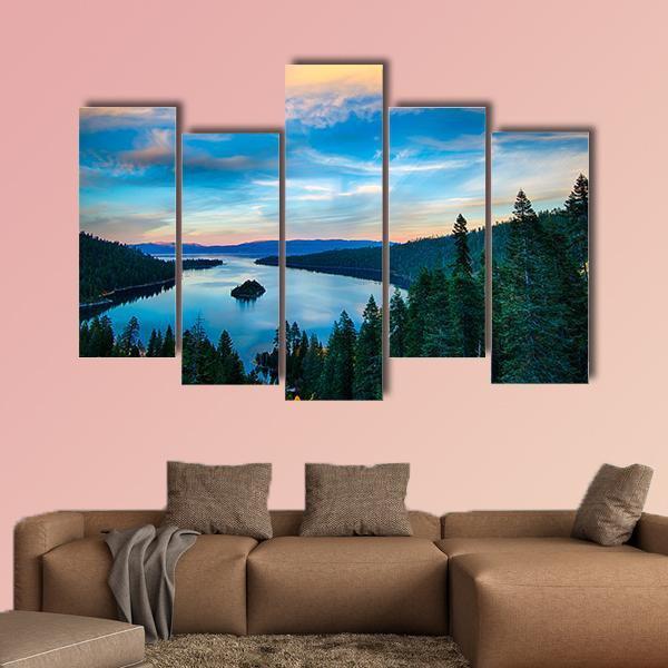 Lake Tahoe In California Canvas Wall Art-5 Pop-Gallery Wrap-47" x 32"-Tiaracle