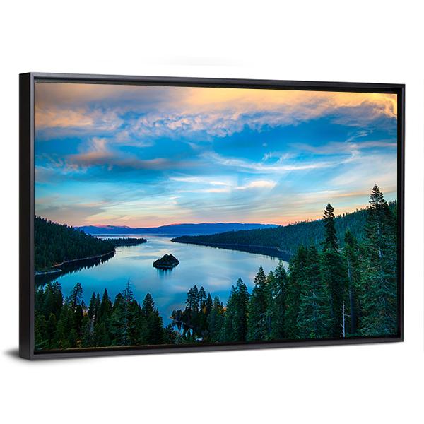 Lake Tahoe In California Canvas Wall Art-3 Horizontal-Gallery Wrap-25" x 16"-Tiaracle