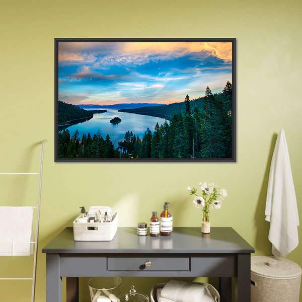 Lake Tahoe In California Canvas Wall Art-3 Horizontal-Gallery Wrap-25" x 16"-Tiaracle