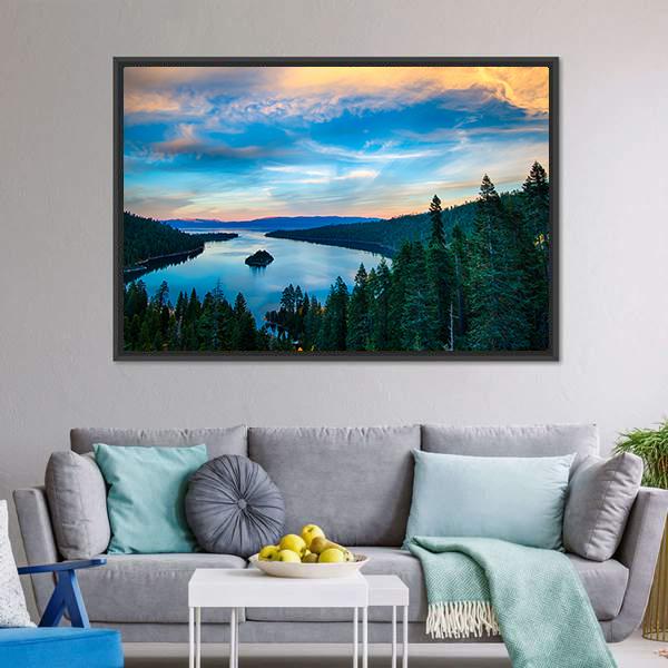 Lake Tahoe In California Canvas Wall Art-3 Horizontal-Gallery Wrap-25" x 16"-Tiaracle