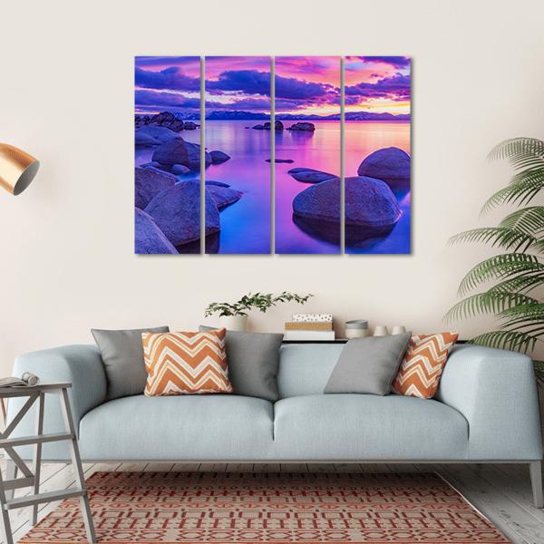 Lake Tahoe In The Sierra Nevada At Sunrise Canvas Wall Art-4 Horizontal-Gallery Wrap-34" x 24"-Tiaracle