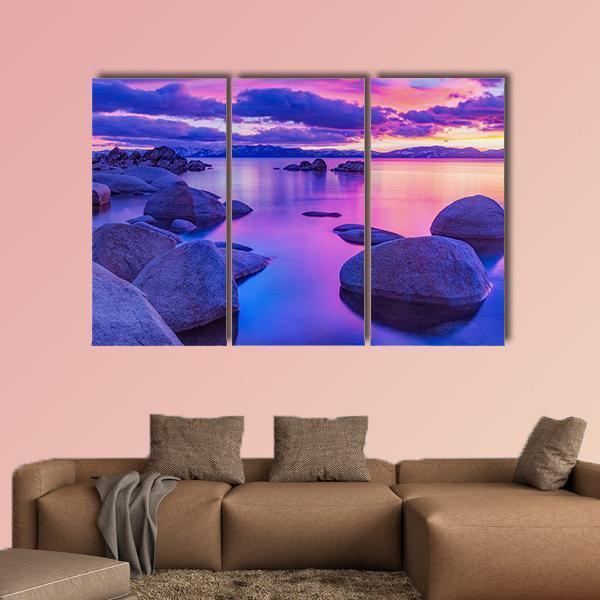 Lake Tahoe In The Sierra Nevada At Sunrise Canvas Wall Art-3 Horizontal-Gallery Wrap-37" x 24"-Tiaracle