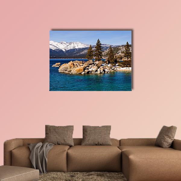 Lake Tahoe In Winter Canvas Wall Art-1 Piece-Gallery Wrap-36" x 24"-Tiaracle