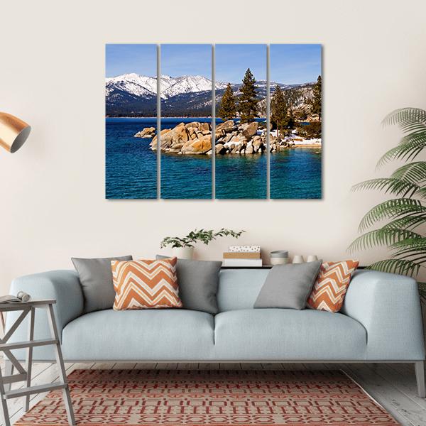 Lake Tahoe In Winter Canvas Wall Art-4 Horizontal-Gallery Wrap-34" x 24"-Tiaracle