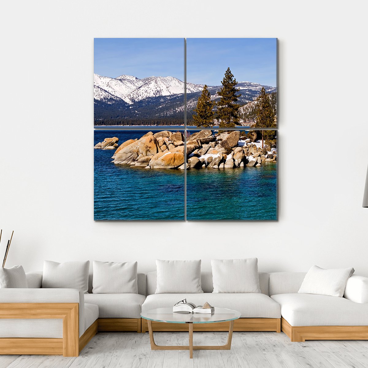 Lake Tahoe In Winter Canvas Wall Art-4 Horizontal-Gallery Wrap-34" x 24"-Tiaracle