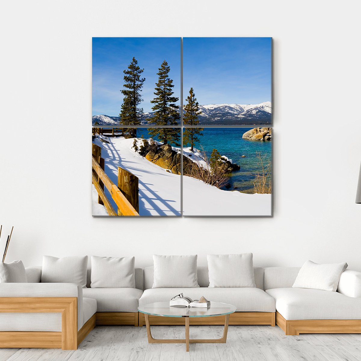 Lake Tahoe In Winter Canvas Wall Art-4 Square-Gallery Wrap-17" x 17"-Tiaracle