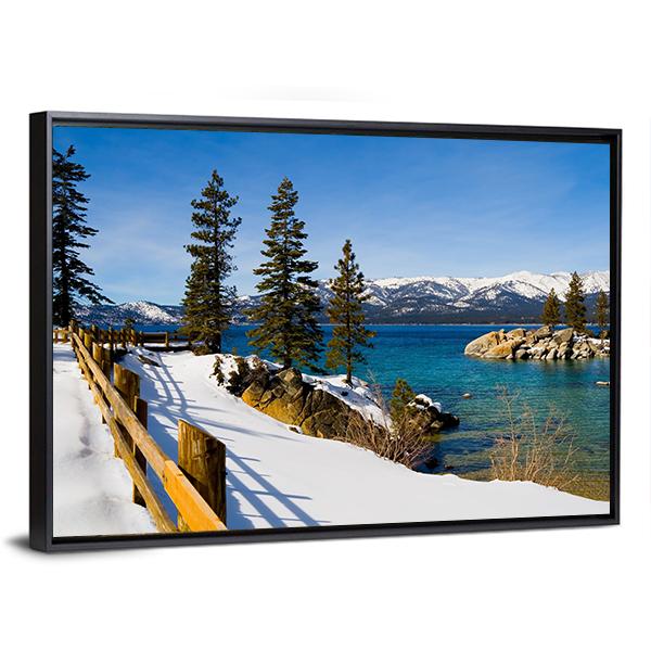 Lake Tahoe In Winter Canvas Wall Art-3 Horizontal-Gallery Wrap-25" x 16"-Tiaracle