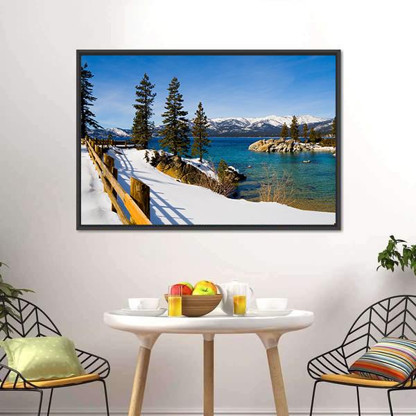 Lake Tahoe In Winter Canvas Wall Art-3 Horizontal-Gallery Wrap-25" x 16"-Tiaracle