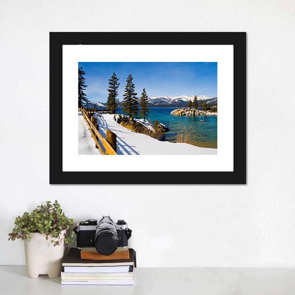 Lake Tahoe In Winter Canvas Wall Art-1 Piece-Framed Print-20" x 16"-Tiaracle