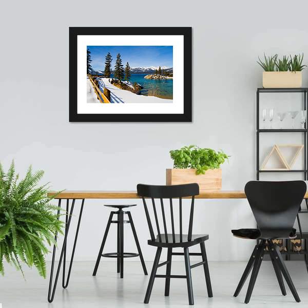 Lake Tahoe In Winter Canvas Wall Art-3 Horizontal-Gallery Wrap-25" x 16"-Tiaracle