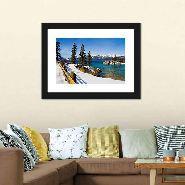 Lake Tahoe In Winter Canvas Wall Art-3 Horizontal-Gallery Wrap-25" x 16"-Tiaracle