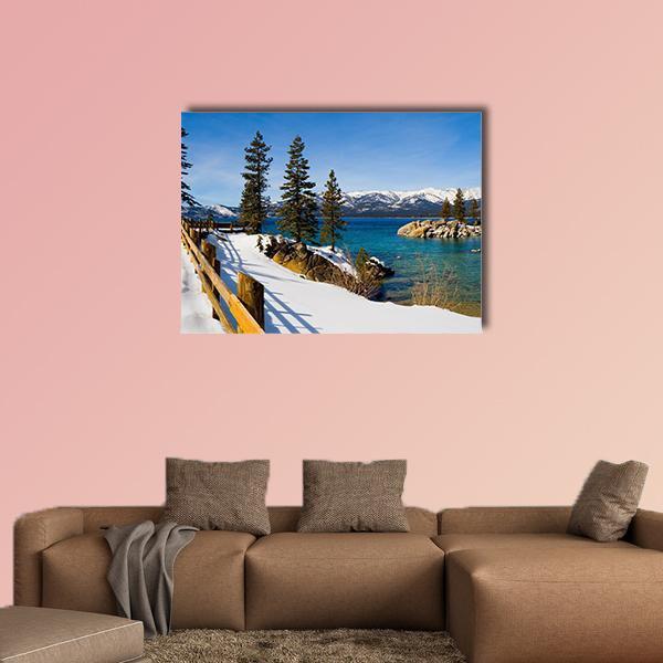 Lake Tahoe In Winter Canvas Wall Art-1 Piece-Gallery Wrap-48" x 32"-Tiaracle