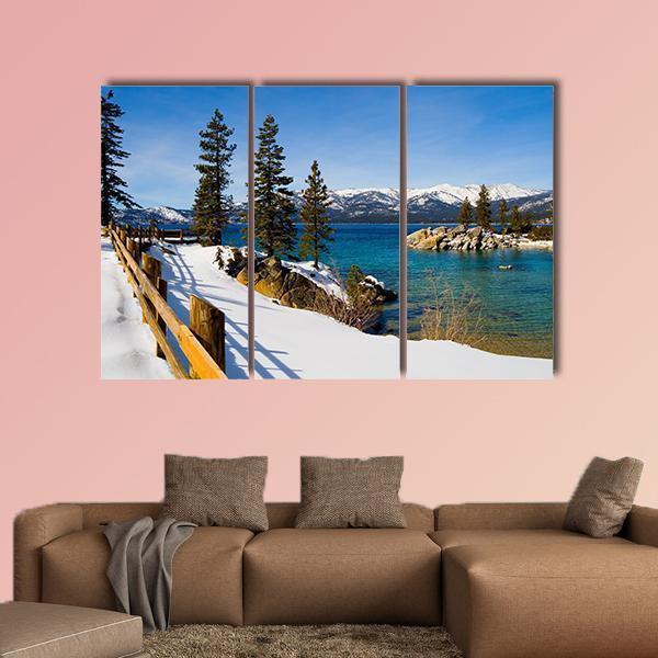 Lake Tahoe In Winter Canvas Wall Art-3 Horizontal-Gallery Wrap-37" x 24"-Tiaracle