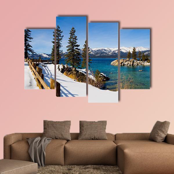 Lake Tahoe In Winter Canvas Wall Art-4 Pop-Gallery Wrap-50" x 32"-Tiaracle