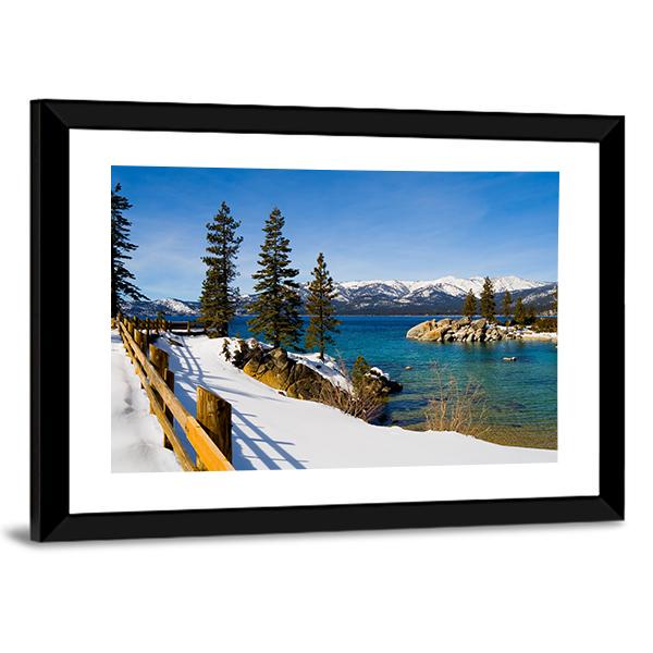 Lake Tahoe In Winter Panoramic Canvas Wall Art-1 Piece-36" x 12"-Tiaracle