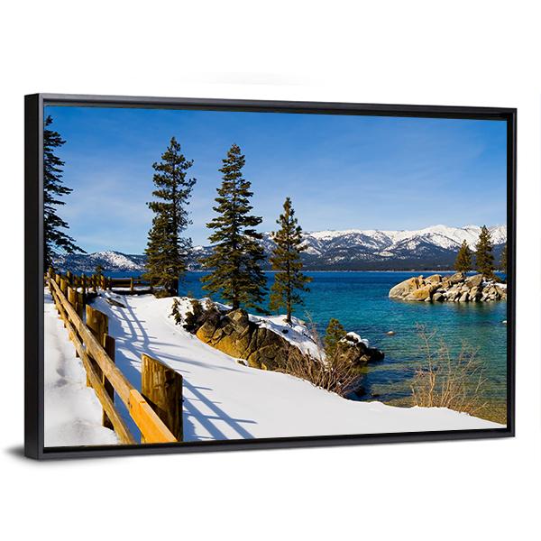Lake Tahoe In Winter Panoramic Canvas Wall Art-1 Piece-36" x 12"-Tiaracle
