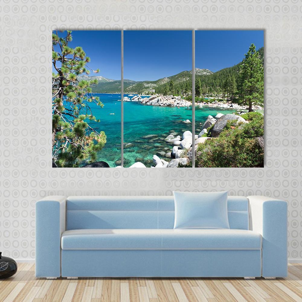 Lake Tahoe Canvas Wall Art-3 Horizontal-Gallery Wrap-37&quot; x 24&quot;-Tiaracle