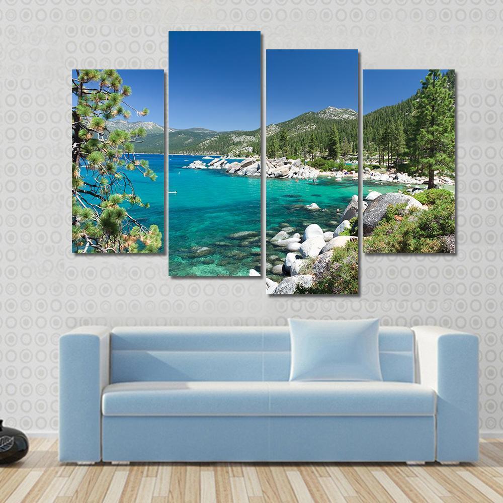 Lake Tahoe Canvas Wall Art-4 Pop-Gallery Wrap-50" x 32"-Tiaracle