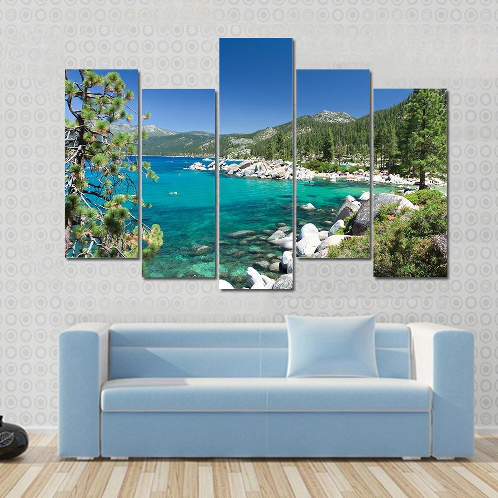 Lake Tahoe Canvas Wall Art-5 Pop-Gallery Wrap-47&quot; x 32&quot;-Tiaracle