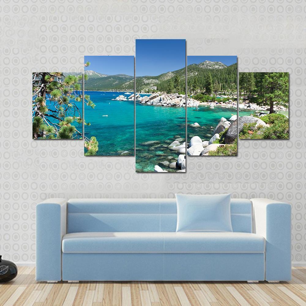 Lake Tahoe Canvas Wall Art-5 Star-Gallery Wrap-62&quot; x 32&quot;-Tiaracle