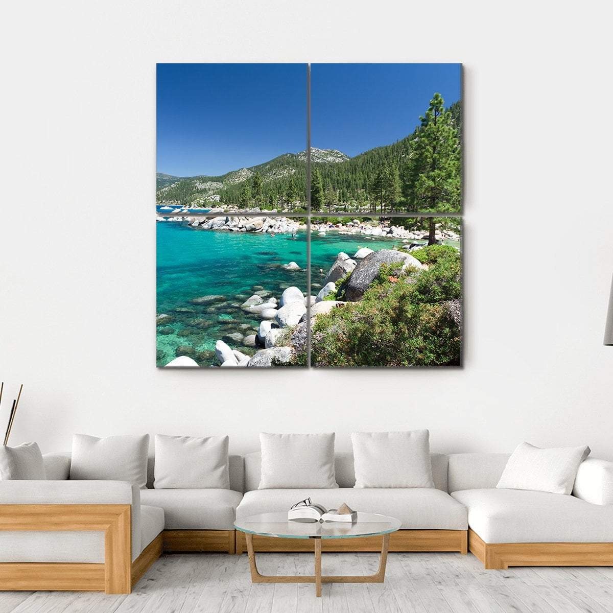 Lake Tahoe Canvas Wall Art-4 Square-Gallery Wrap-17" x 17"-Tiaracle