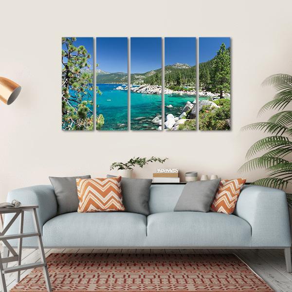 Lake Tahoe Canvas Wall Art-5 Horizontal-Gallery Wrap-22" x 12"-Tiaracle