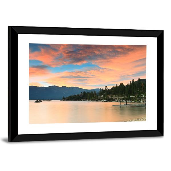 Lake Tahoe Sunset Canvas Wall Art-3 Horizontal-Gallery Wrap-25" x 16"-Tiaracle