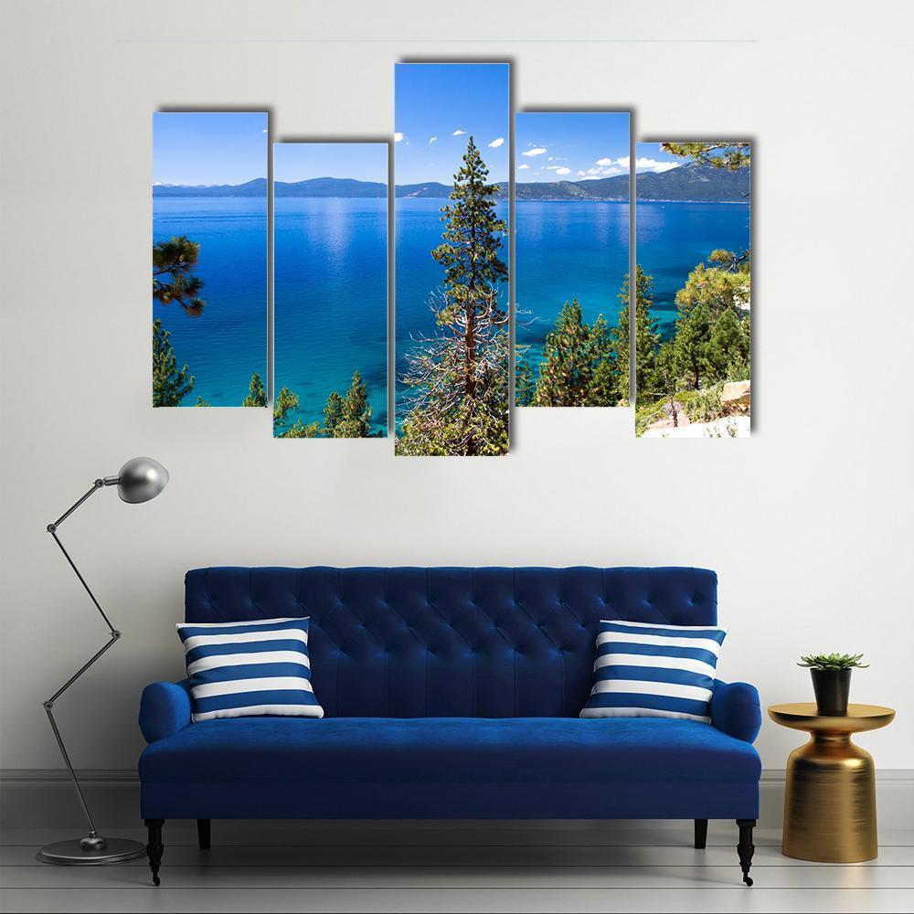 Lake Tahoe In USA Canvas Wall Art-5 Pop-Gallery Wrap-47" x 32"-Tiaracle