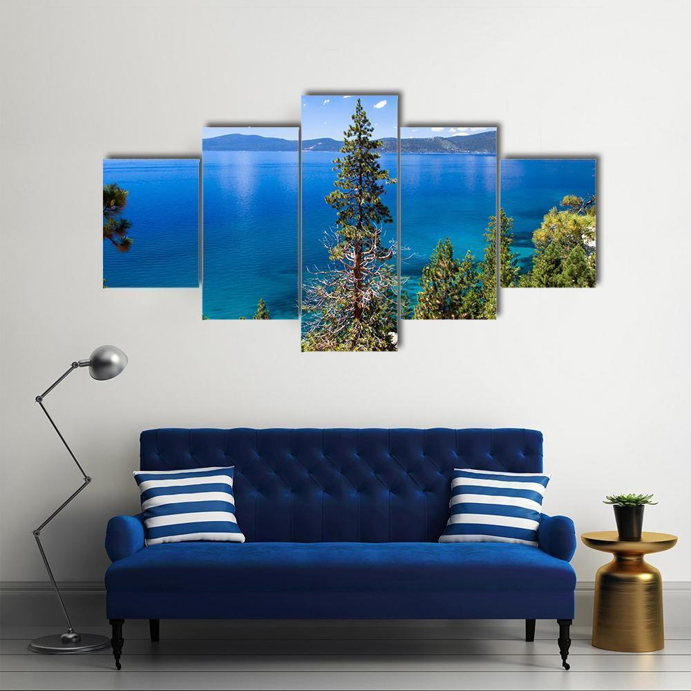 Lake Tahoe In USA Canvas Wall Art-5 Star-Gallery Wrap-62" x 32"-Tiaracle