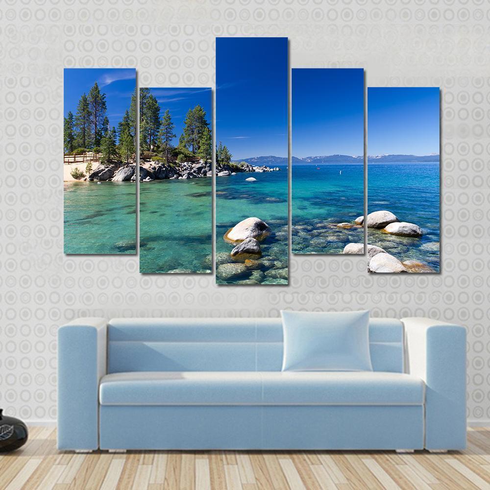 Lake Tahoe USA Canvas Wall Art-5 Pop-Gallery Wrap-47" x 32"-Tiaracle