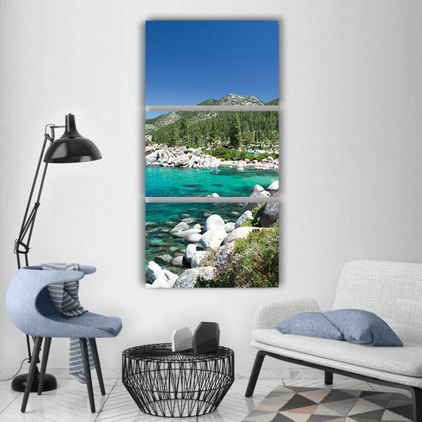 Lake Tahoe Vertical Canvas Wall Art-3 Vertical-Gallery Wrap-12" x 25"-Tiaracle
