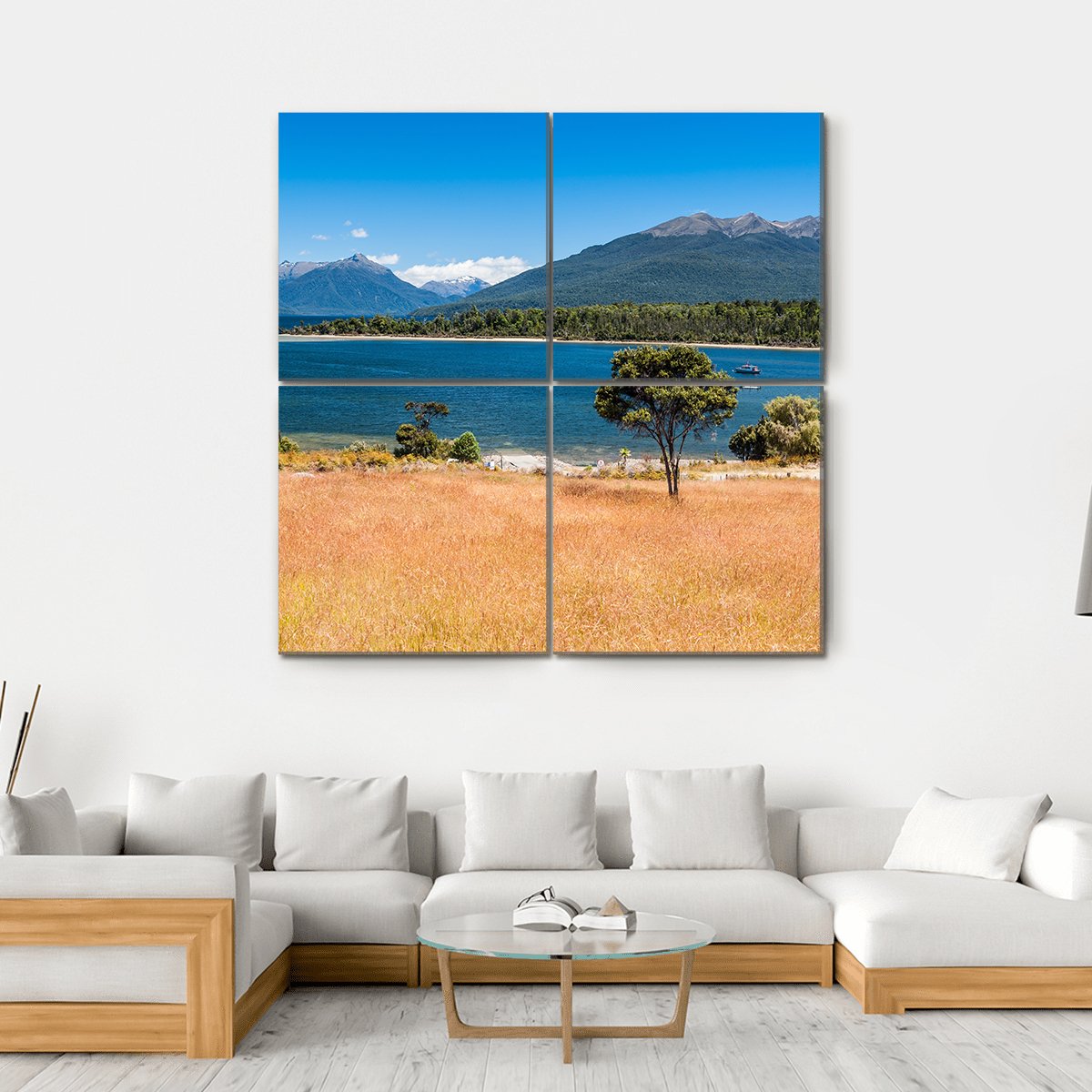 Lake Te Anau New Zealand Canvas Wall Art-4 Square-Gallery Wrap-17" x 17"-Tiaracle