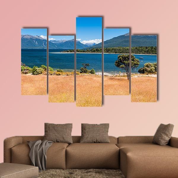 Lake Te Anau New Zealand Canvas Wall Art-5 Pop-Gallery Wrap-47" x 32"-Tiaracle