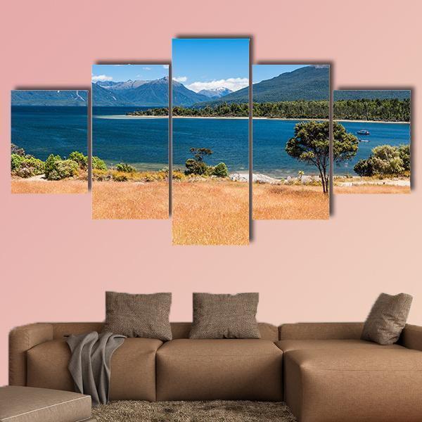 Lake Te Anau New Zealand Canvas Wall Art-5 Star-Gallery Wrap-62" x 32"-Tiaracle