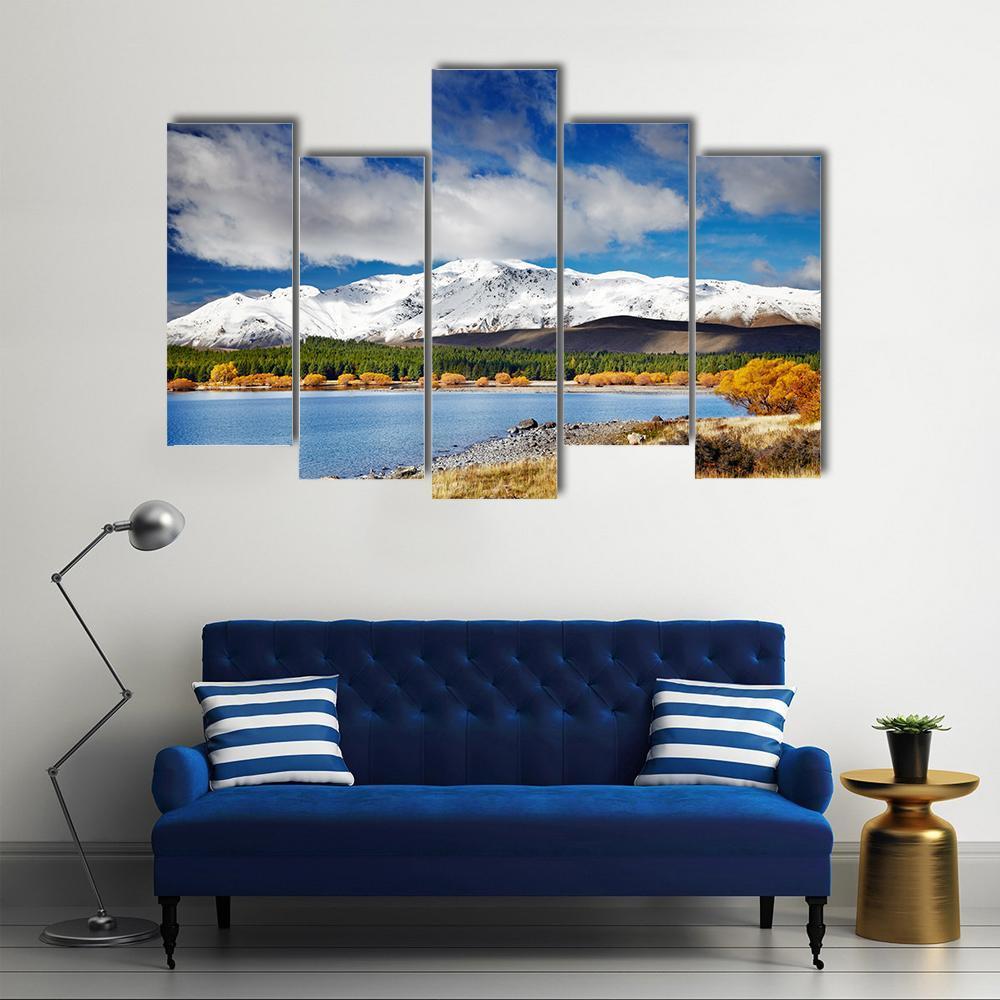 Lake Tekapo &amp; Mountain Canvas Wall Art-5 Pop-Gallery Wrap-47" x 32"-Tiaracle