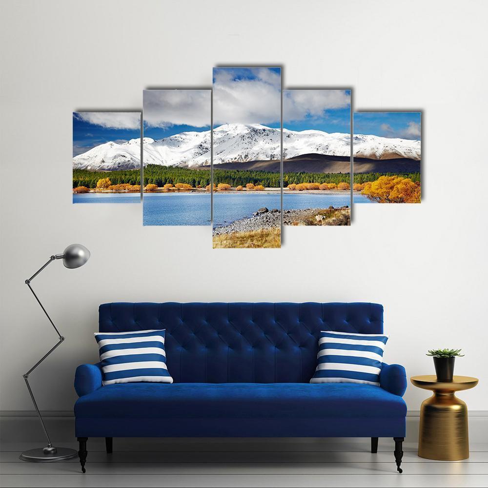 Lake Tekapo & Mountain Canvas Wall Art-5 Pop-Gallery Wrap-47" x 32"-Tiaracle