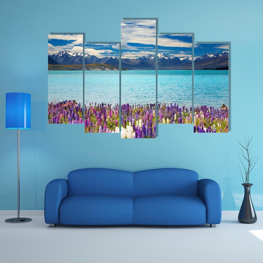 Lake Tekapo In New Zealand Canvas Wall Art-5 Pop-Gallery Wrap-47" x 32"-Tiaracle