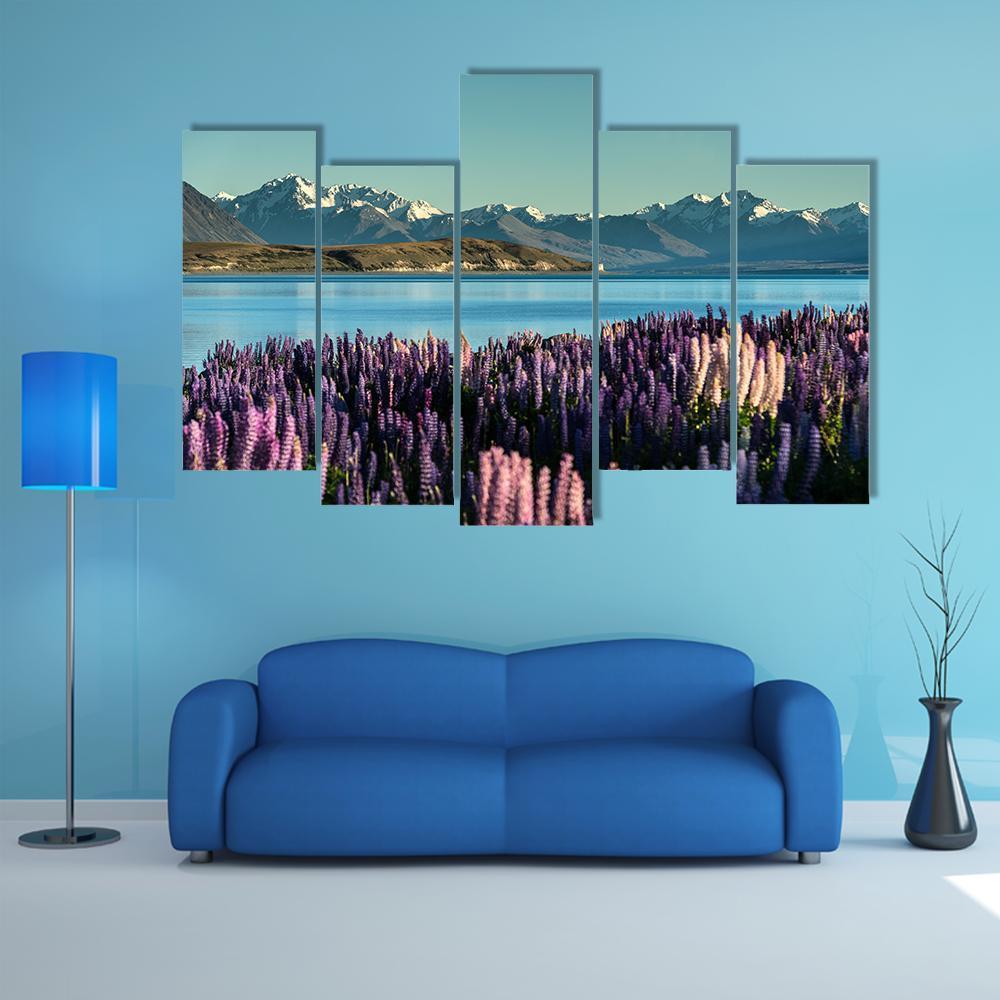 Lake Tekapo In South Island Canvas Wall Art-5 Pop-Gallery Wrap-47" x 32"-Tiaracle