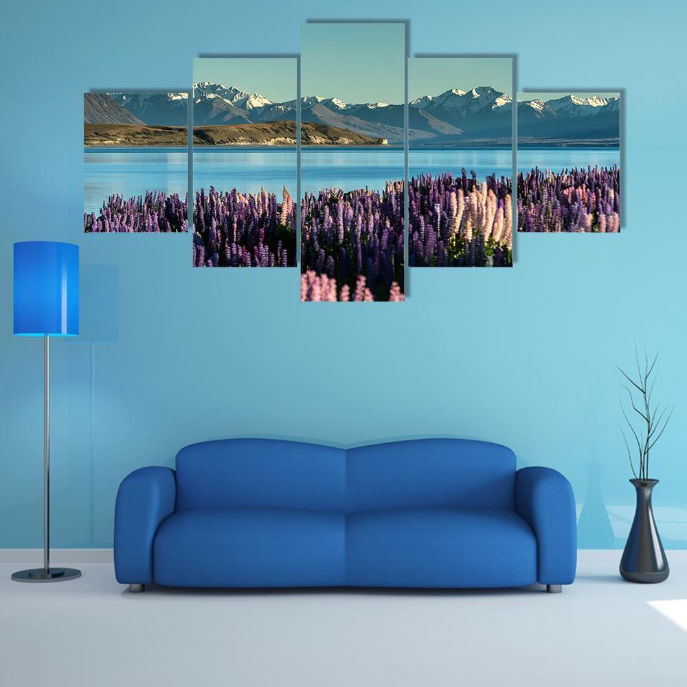 Lake Tekapo In South Island Canvas Wall Art-5 Pop-Gallery Wrap-47" x 32"-Tiaracle