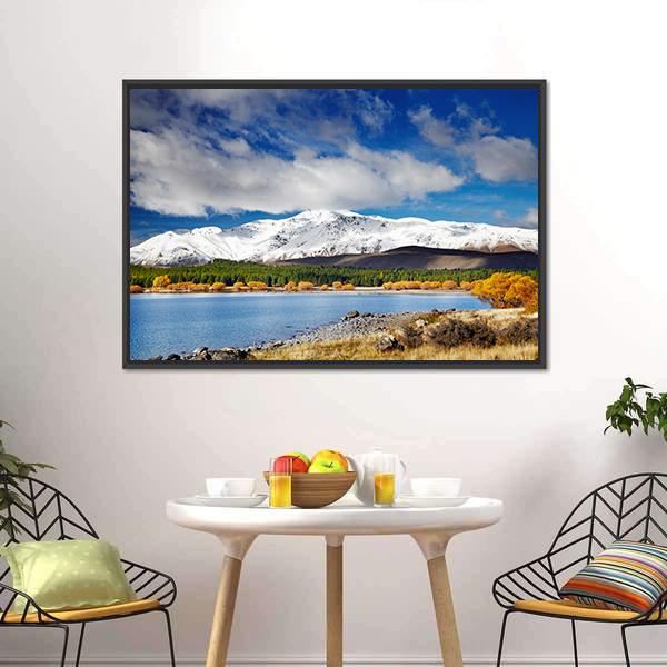 Lake Tekapo &amp; Mountain Canvas Wall Art-5 Horizontal-Gallery Wrap-22" x 12"-Tiaracle