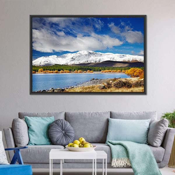 Lake Tekapo &amp; Mountain Canvas Wall Art-3 Horizontal-Gallery Wrap-25" x 16"-Tiaracle