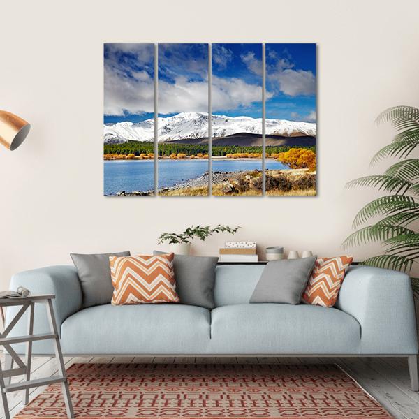 Lake Tekapo &amp; Mountain Canvas Wall Art-4 Horizontal-Gallery Wrap-34" x 24"-Tiaracle