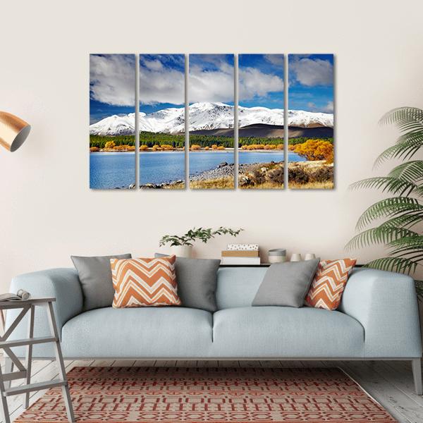 Lake Tekapo &amp; Mountain Canvas Wall Art-5 Horizontal-Gallery Wrap-22" x 12"-Tiaracle