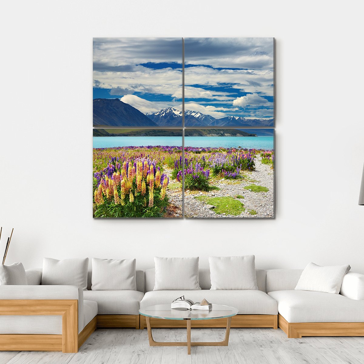 Lake Tekapo New Zealand Canvas Wall Art-4 Square-Gallery Wrap-17" x 17"-Tiaracle