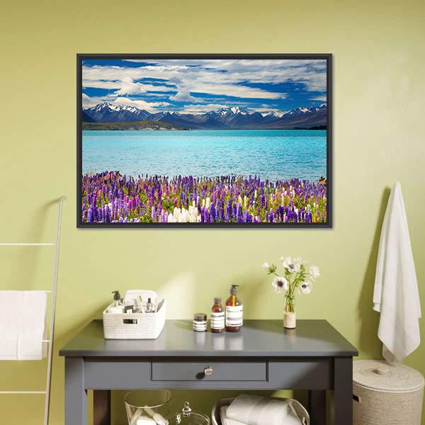 Lake Tekapo New Zealand Canvas Wall Art-1 Piece-Floating Frame-24" x 16"-Tiaracle